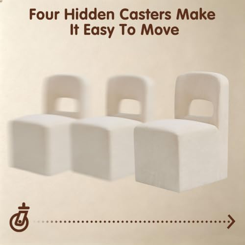 SUBRTEX Upholstered Dining Room Chairs with Hidden 4 Casters Set of 4