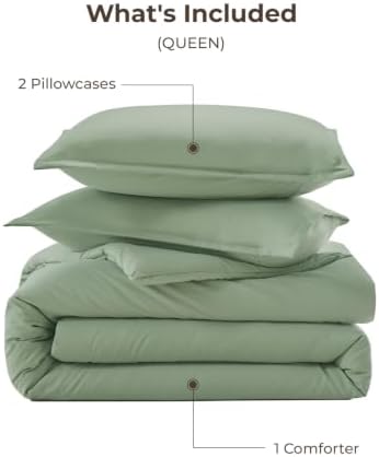 Litanika Queen Comforter Set Sage Green, 3 Pieces Lightweight Solid Bed Set