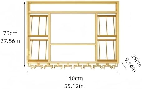 55 Inch Wine Rack Wall Mounted, 3-Tier Wall Bar Shelf with Glass Holder, Indu...