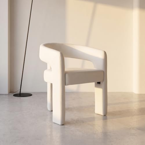 VESCASA Faux Leather Barrel Dining Chair with Open-Back, Upholstered Modern A...
