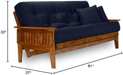 Eastridge Futon Set - Full Size, Frame, 8" Mattress, Twill Navy Blue Cover