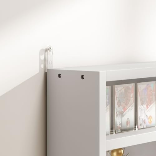 HOMCOM 5-Tier Wall Mounted Display Cabinet Glass Doors White