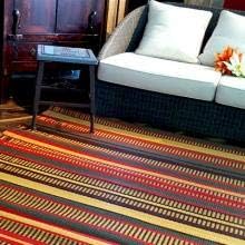 Mad Mats Geometric Stripe 5x8 Brown Outdoor Rug, Reversible Plastic Mat for P...