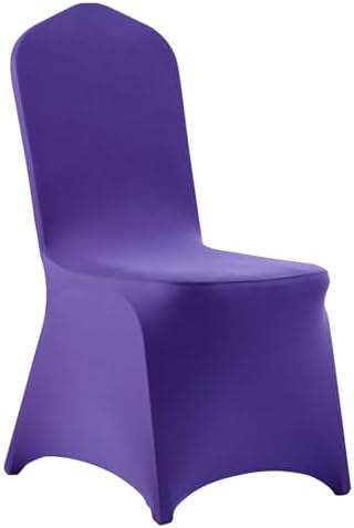 VEVOR Chair Covers, Polyester Spandex Chair Cover, Stretch Slipcovers for Wedding Party Dining Banquet Flat-Front Chair Covers (Purple-a, 50PCS)