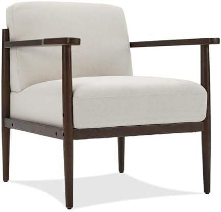 Mid Century Modern Accent Chair with Wood Frame Wide Seat & Thick Cushion