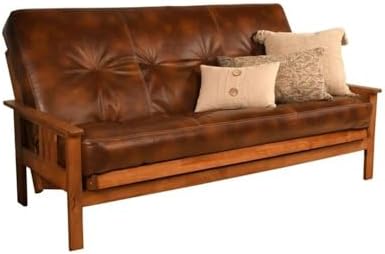 Pemberly Row 75" Traditional Full-Size Faux Leather Futon Mattress with ...