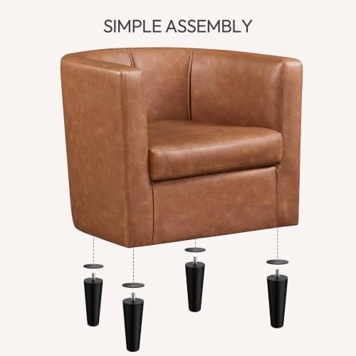 Yaheetech Barrel Accent Chair, Mid Century Armchair, Brown