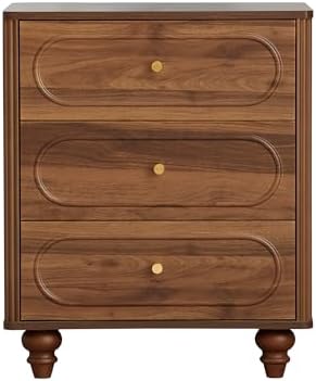 ORRD 3 Drawer Fluted Dresser for Bedroom Set of 2, Mid Century Modern Chest o...