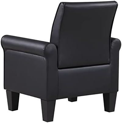 Modern Faux Leather Accent Chair, Upholstered Living Room Armchairs Comfy Sin...