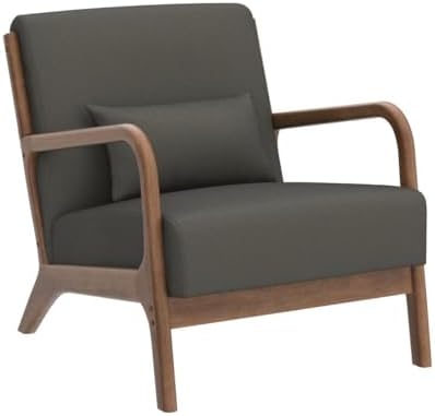 INZOY Mid Century Modern Accent Chair with Wood Frame, Upholstered Living Roo...