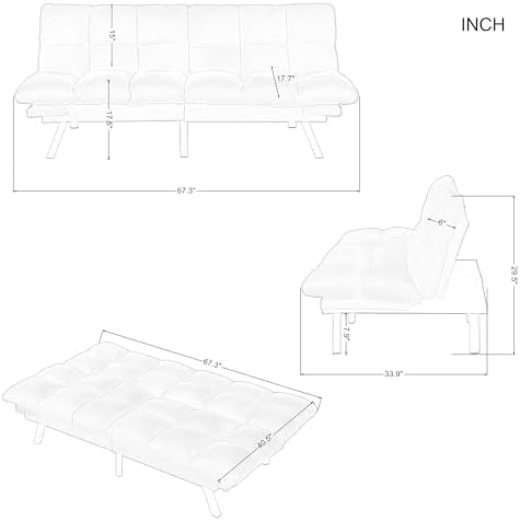 NicBex Corduroy Futon Sofa Bed with Adjustable Armrest & Backrest, Green