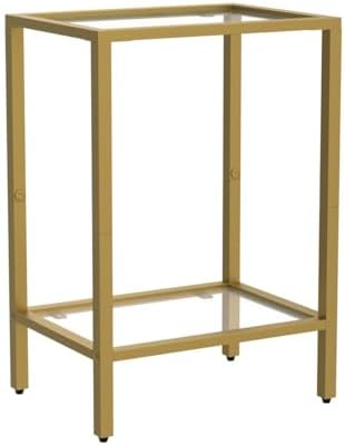 HOMSHO Side Tables Set of 2 with Tempered Glass, Slim End Tables