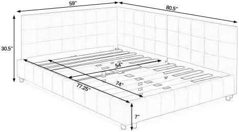 Yoglad Corner Bed Frame Full Size, Velvet Upholstered Daybed with A Backrest ...