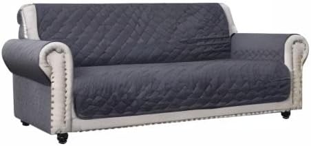 CHHKON Dark Grey Sofa Cover for Dog with Side Pockets 100% Waterproof Quilted...