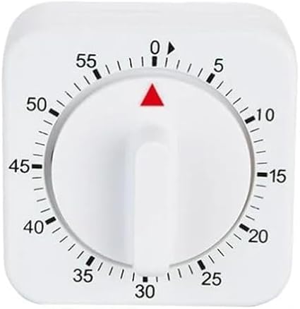 White Timer Clock Square 60-Minute Mechanical Kitchen Timer Wind up Visual by Galepromot