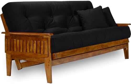Eastridge Futon Set - Full Size, Frame, 8" Mattress, Twill Black Cover