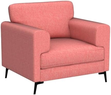 CDCASA Oversized Accent Chair, Linen Mid Century Chair 1PC, Coral Pink