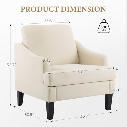 Bezseller Modern Accent Chairs Set of 2 with Wood Legs, Beige