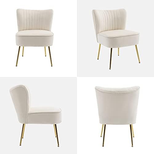 KCC Modern Velvet Accent Chair Set of 2,Side Chair for Bedroom,Beige