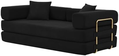 4-in-1 Folding Convertible Sofa Bed, 78 Inch Boneless Couch with Fixed-Shape ...