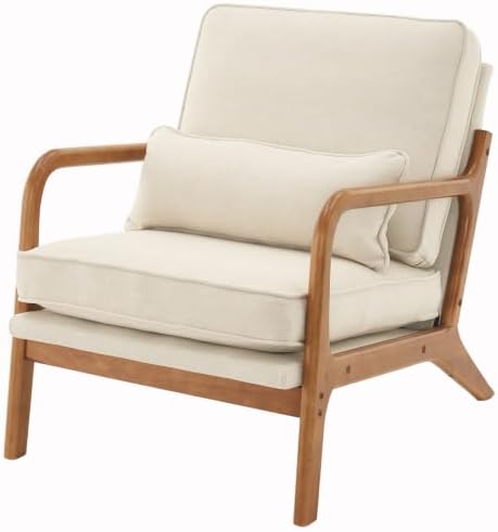 Karl home Mid-Century Modern Accent Reading Chair, Beige