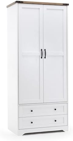 Yechen 71" Wooden Armoire Wardrobe Closet Set of 2, 4 Doors & 4 Drawers