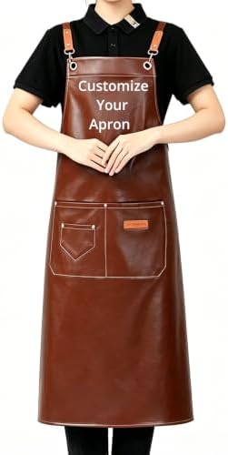 Taidven Custom Personalized Aprons for Men Women, Kitchen Chef Cooking Aprons with Pockets, Customized Aprons for Adults Kids, Multiple Styles Colors Materials