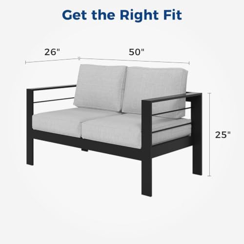 Wisteria Lane Aluminum Outdoor Sofa, 2 Seats Patio Couch All-Weather Rust-Pro...