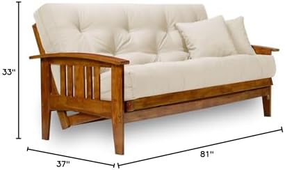 Westfield Futon Set - Full Size, Frame, 8" Mattress, Twill Ivory Cover