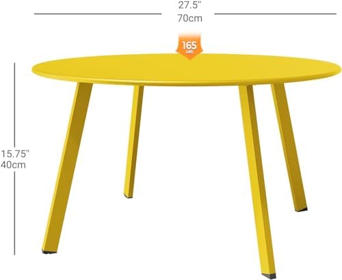 Grand Patio Round Steel Patio Coffee Table, Weather Resistant Outdoor Large S...