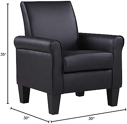 Modern Faux Leather Accent Chair, Upholstered Living Room Armchairs Comfy Sin...