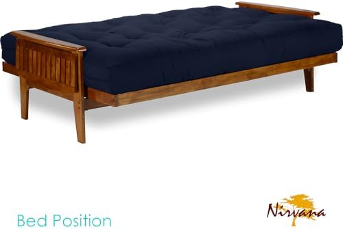 Eastridge Futon Set - Full Size, Frame, 8" Mattress, Twill Navy Blue Cover