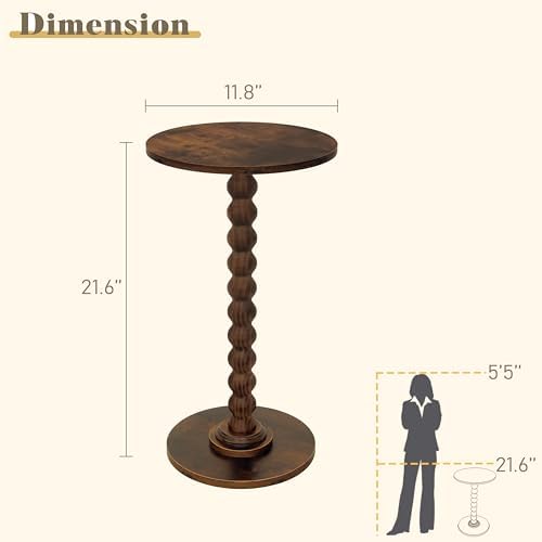 Fultyle Round Side Table, Small Drink Table for Small Spaces, Modern Accent N...