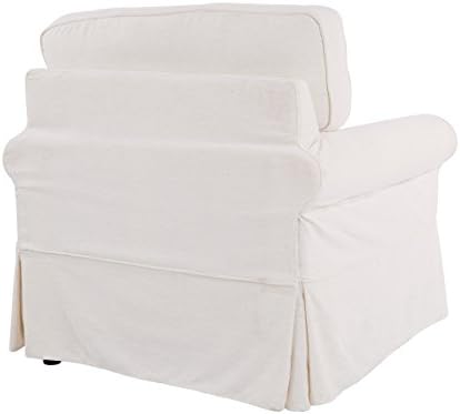 OSP Home Furnishings Ashton Rolled Arm Chair with Slipcover, White