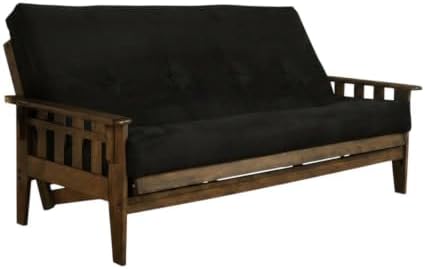 Kodiak Furniture Tucson Full Size Futon Set in Rustic Walnut Finish, Suede Black