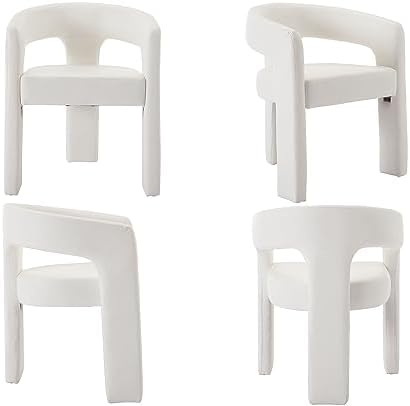 VESCASA Faux Leather Barrel Dining Chair with Open-Back, Upholstered Modern A...