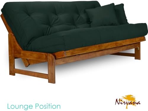 Arden Futon Set - Queen Size, Frame, 8" Mattress, Twill Hunter Green Cover