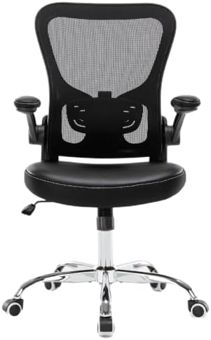 Office Chair, Mesh Ergonomic Desk Computer Chair with PU Leather Flip-up Armr...