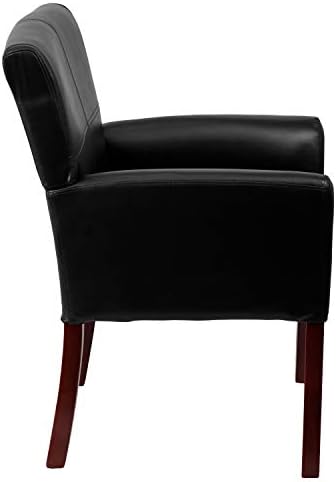 Flash Furniture LeatherSoft Reception Chair, Black/Mahogany