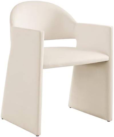 Modway Talia Performance Velvet Dining Armchair in Alabaster - Modern Curved ...