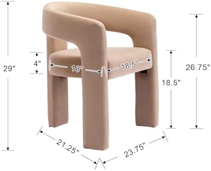 HNY Modern Velvet Barrel Dining Chairs Set of 6, Khaki