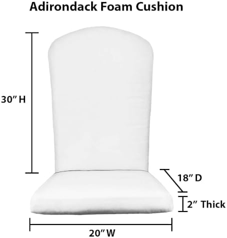 RSH DECOR: Sunbrella Foam Adirondack Chair Cushion | 48” x 20” x 2” | Sunbrel...