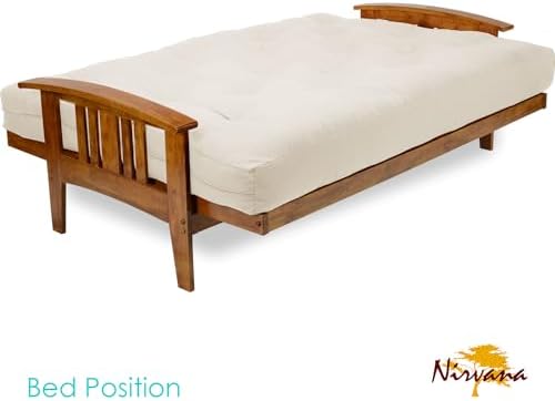 Westfield Futon Set - Queen Size, Frame, 8" Mattress, Twill Ivory Cover