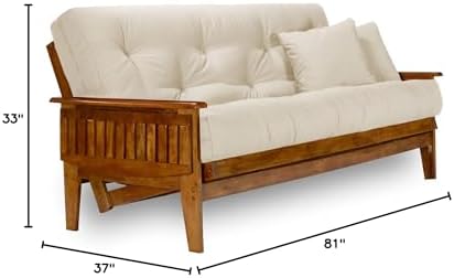 Eastridge Futon Set - Full Size, Frame, 8" Mattress, Twill Ivory Cover