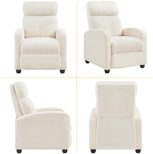 Yaheetech Recliner Chair with 3 Adjustable Angles Living Room Chairs Ivory
