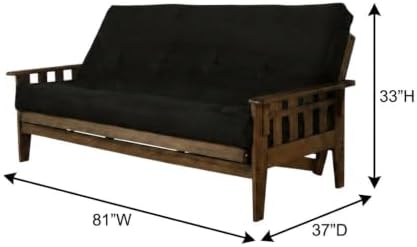 Kodiak Furniture Tucson Full Size Futon Set in Rustic Walnut Finish, Suede Black