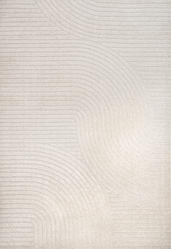 JONATHAN Y Hallie High-Low Curve Ivory/Cream Indoor/Outdoor Area Rug, 8x10, M...