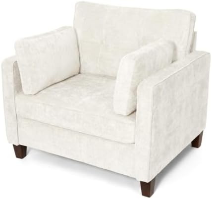 Luxury Oversized Accent Reading Armchair Set of 2, 41", Chenille, Beige