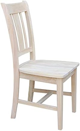 IC International Concepts Set of 2 San Remo Solid Wood Chairs, Unfinished