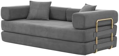 4-in-1 Folding Convertible Sofa Bed, 78 Inch Boneless Couch with Fixed-Shape ...